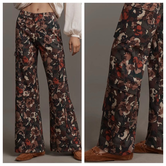 Pilcro Pants - Anthropologie Pilcro Printed Cargo Wide Bootcut Pants - ALTERED